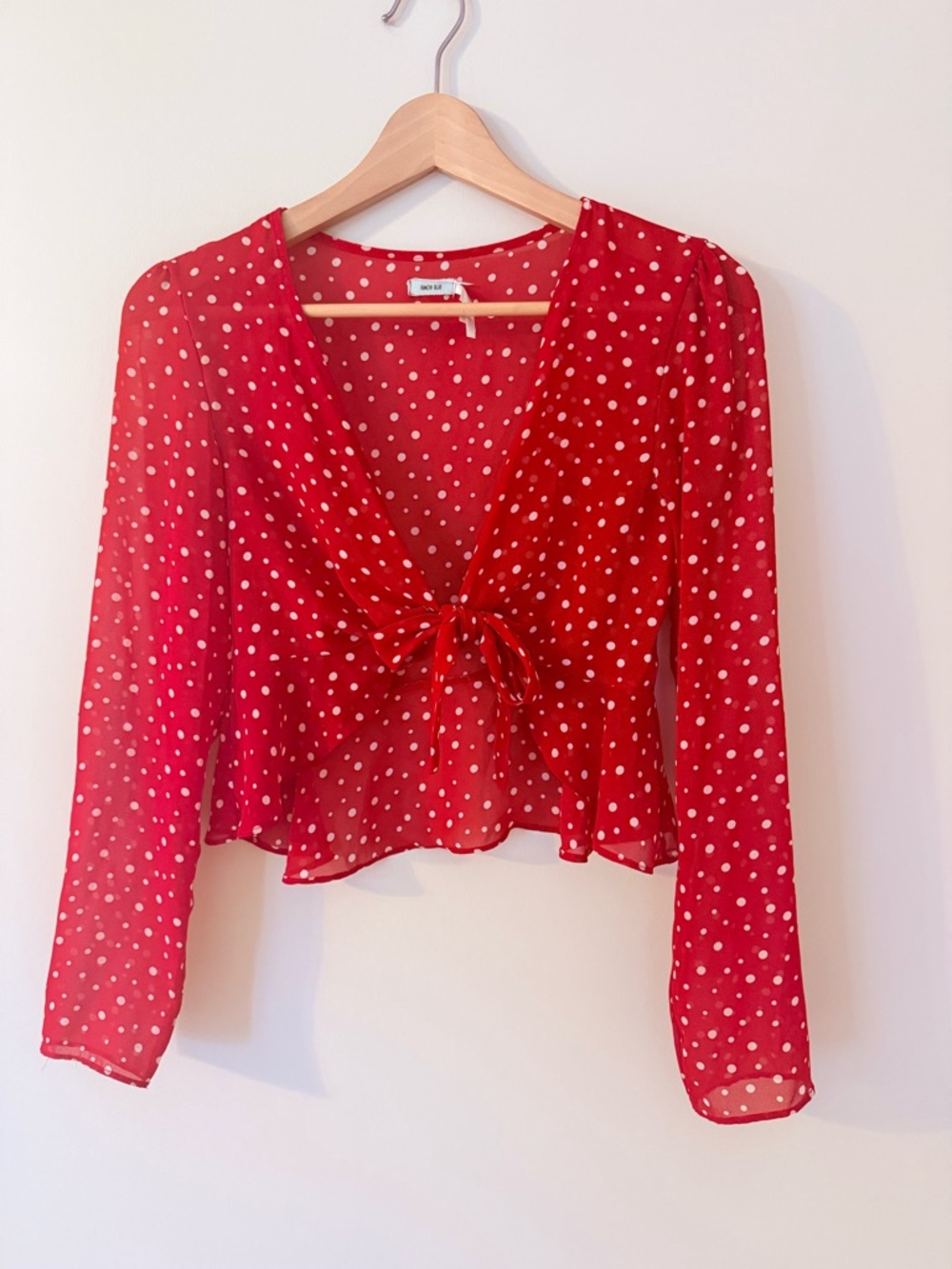 KIMCHI BLUE • Red Polka Dot Tie-Front Blouse - Women
